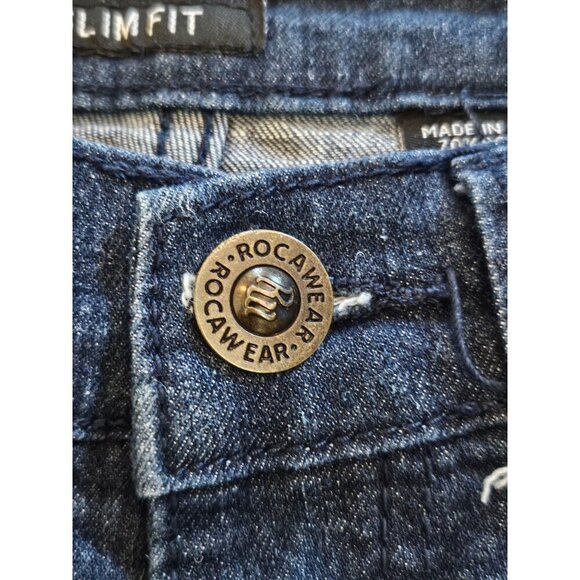 Rocawear Mens Blue Denim Jeans 32x30 With Unique Stitching Back Pocket Design - Picture 8 of 14
